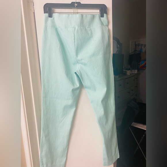 Mint Green Poppy Seed Seersucker Feel Pull Up Pant Size M Melissa Paige Crisp - Picture 5 of 10